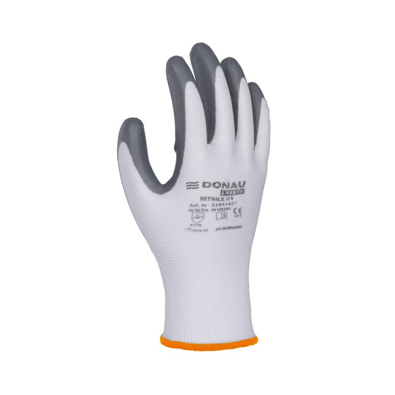 Rękawice Donau Safety Nitrile 01 Kat. II Rozm. 7 Szare  /DONAU SAFETY