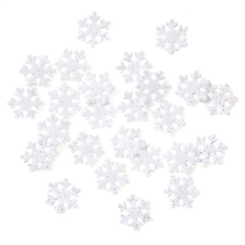Śnieżynki z Brokatem 2,4cm 24szt. Białe /DpCraft