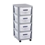 Regał Infinity 4x10l Szufladami Szary/Biały Ażurowy KD  / Curver 239845