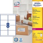 Etykiety Recyklingowane Samoprzylepne Avery 99.1x67.7 8/A4 A'100 Białe No.LR7165-100