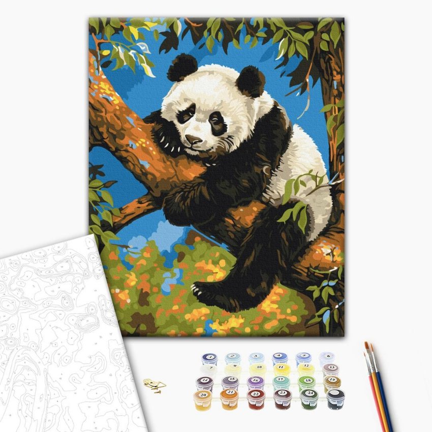 Malowanie po numerach BRUSHME 40x50 cm leniwa panda 1 szt., w pudełku