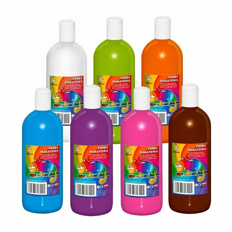 Duży Zestaw 7 Farb Plakatowych 500ml Polskie Otocki