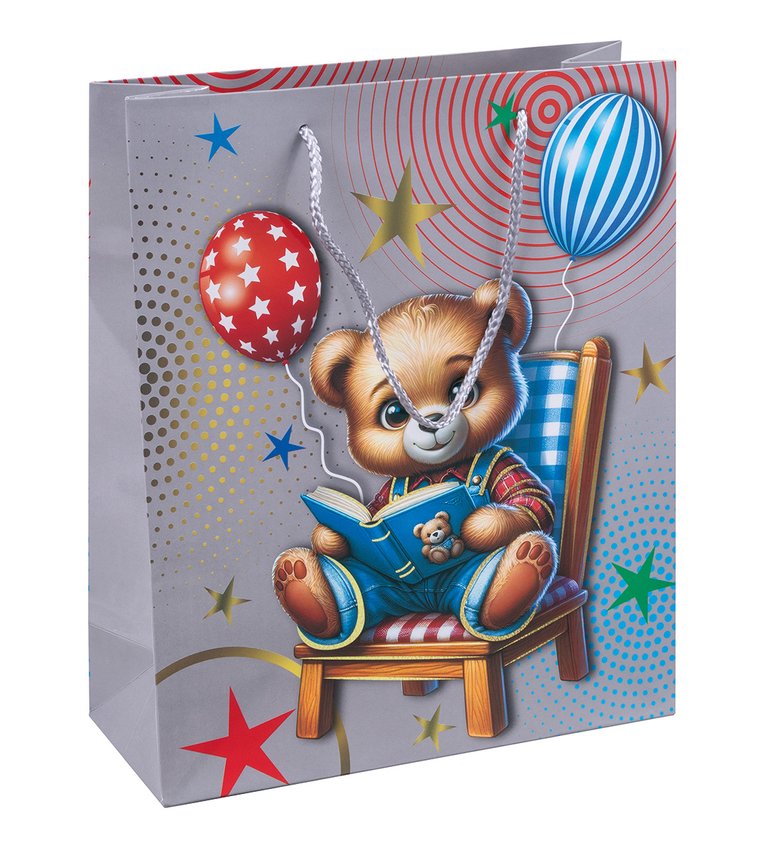 Torebka na prezenty DONAU HOME laminowana 25x30x10cm dziecięca sznurek mix wzorów