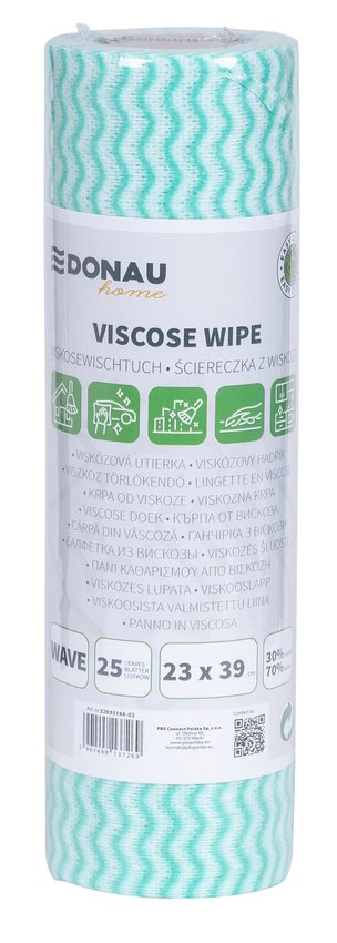 Ścierka DONAU HOME z wiskozą 70%, rolka fala 23x39cm 25 listków zielona