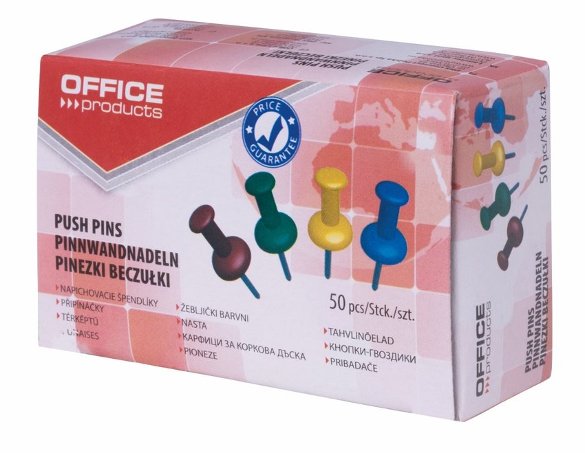 Pinezki beczułki OFFICE PRODUCTS 50szt., mix kolorów