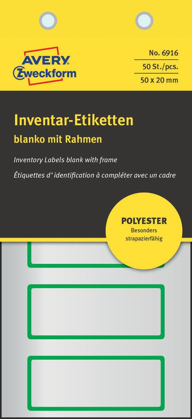 Etykiety Inwentaryzacyjne Puste Avery 50x20 10/A4 A'5 Srebrno-Zielone No.6916