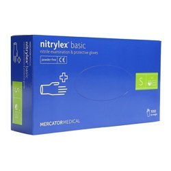 Rękawice Nitrylowe Bezpudrowe Niebieskie S 100szt. /Mercator