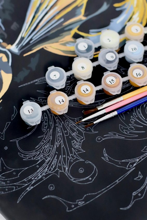 Malowanie po numerach BRUSHME 40x50 cm czarne płótno gold złoty owoc 1 szt., w pudełku