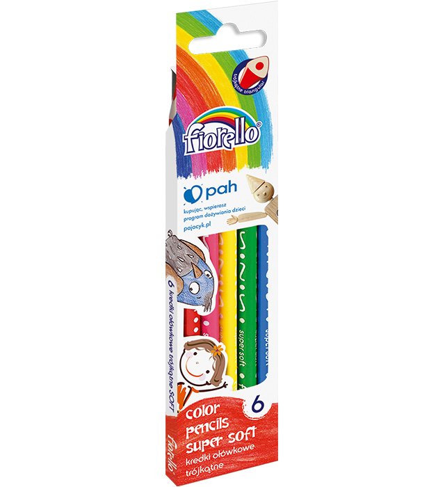 Kredki FIORELLO Super Soft 6 kol. ostrz. trójkątna