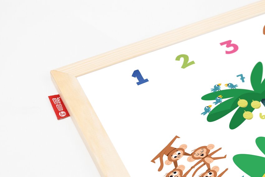 Tablica Edukacyjna Memobe, Whiteboardgame: Numbers Adventure!, Nadruk Cyferki, Rama Drewniana, 200X100 Cm