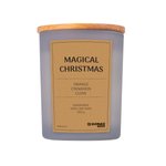 Świeca sojowa DONAU HOME w szarym szkle drewniana pokrywa i knot Magia Świąt 200g