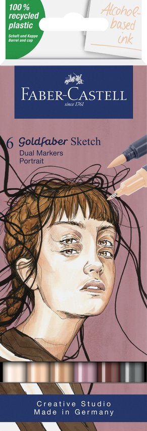 Pisak Goldfaber Sketch Dwustronny Zestaw Portrait 6 Kol. Faber-Castell