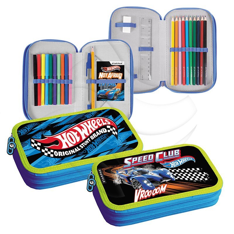 Piórnik Szkolny z Wyposażeniem 2 zam. [372603] Hot Wheels /Starpak