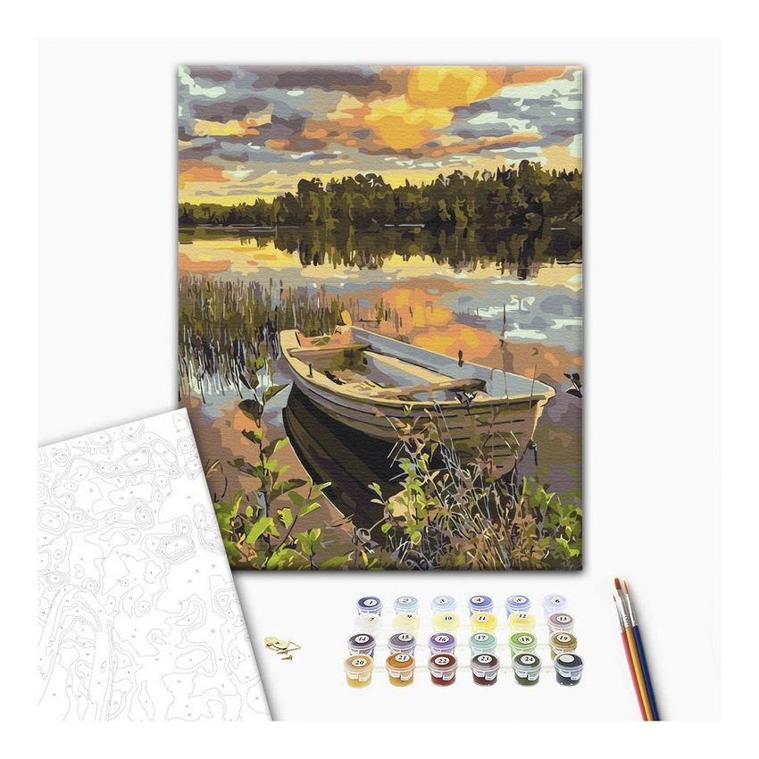Malowanie po numerach BRUSHME 40x50 cm łódź w powodzi 1 szt., w pudełku