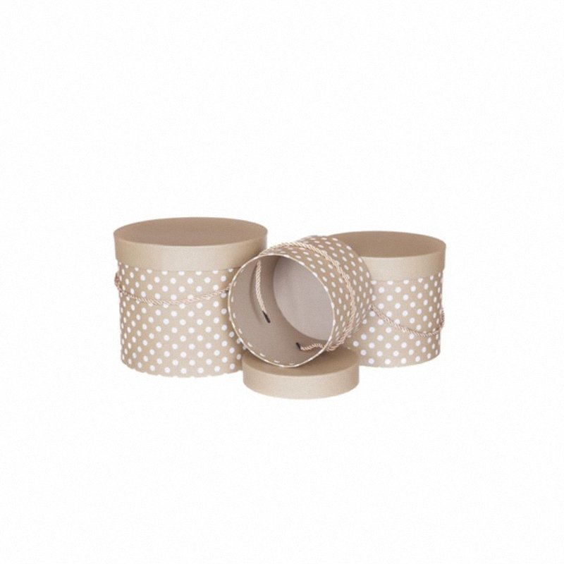 Pudełka Ozdobne w Groszki ze Sznurkiem A'3 [DPBO-016] Ecru  /DpCraft