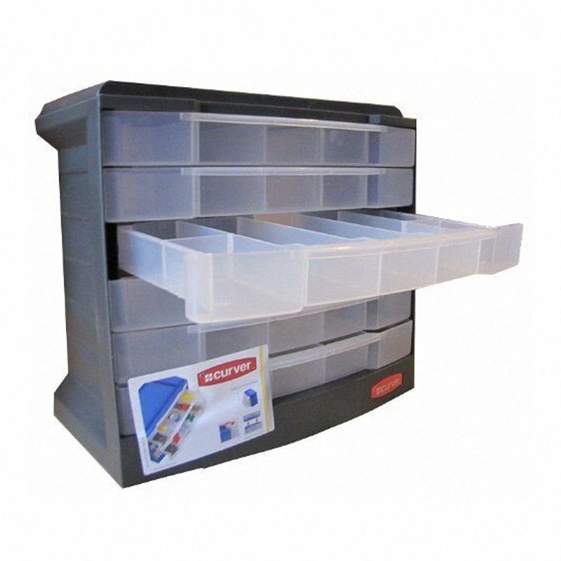 Skrzynka z wysuwanymi szufladami Grafit/Transparent / Curver 159561