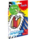 Kredki FIORELLO Super Soft 12 kol. + 2 gratis ostrz. trójkątna EXTRA