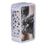 Piórnik szkolny GIMBOO z wyposażeniem 3 komory Puppies 2025 szary