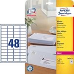 Samoprzylepne minietykiety adresowe Avery 45.7x21.2 48/A4 A'25 białe No.L7636-25