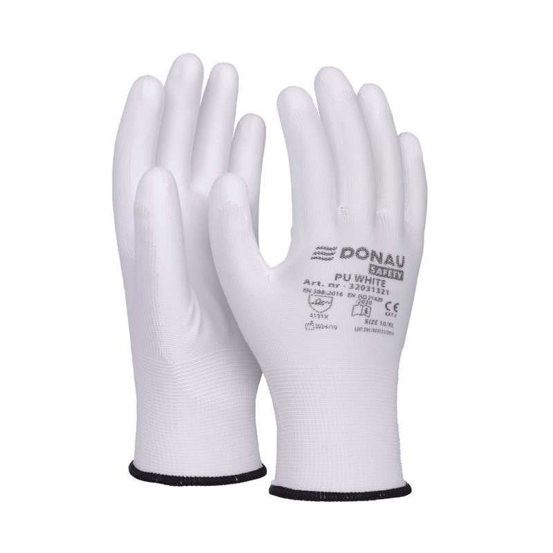 Rękawice Donau Safety Pu White Kat. II Rozm. 10 Białe  /DONAU SAFETY