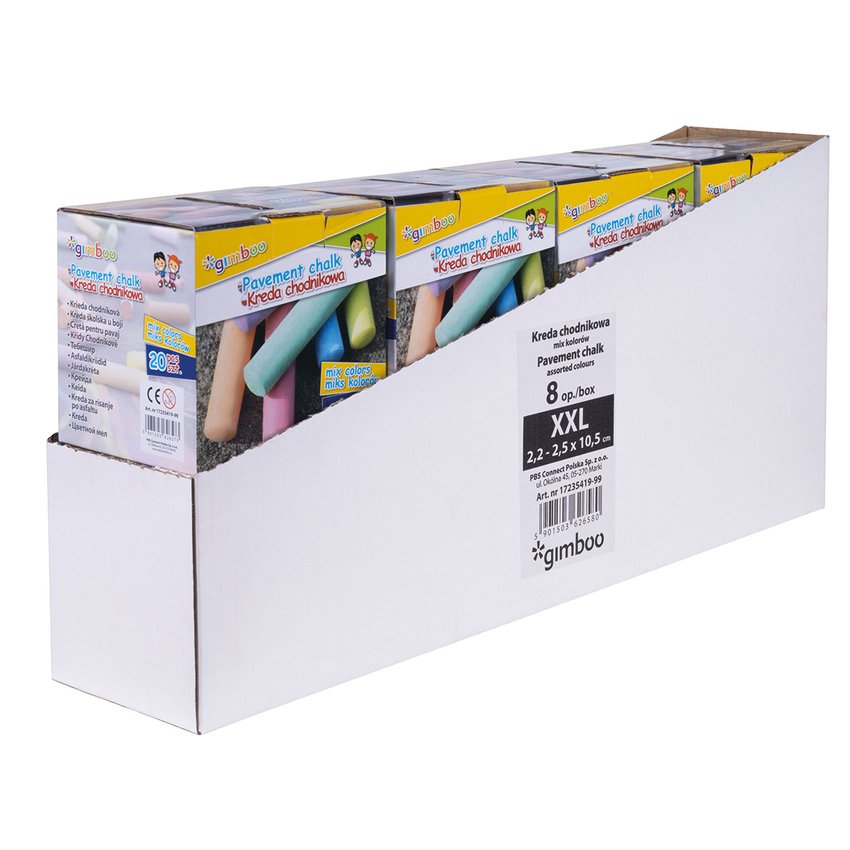 Kreda chodnikowa GIMBOO XXL w kartonowym pudełku 20 szt., mix kolorów