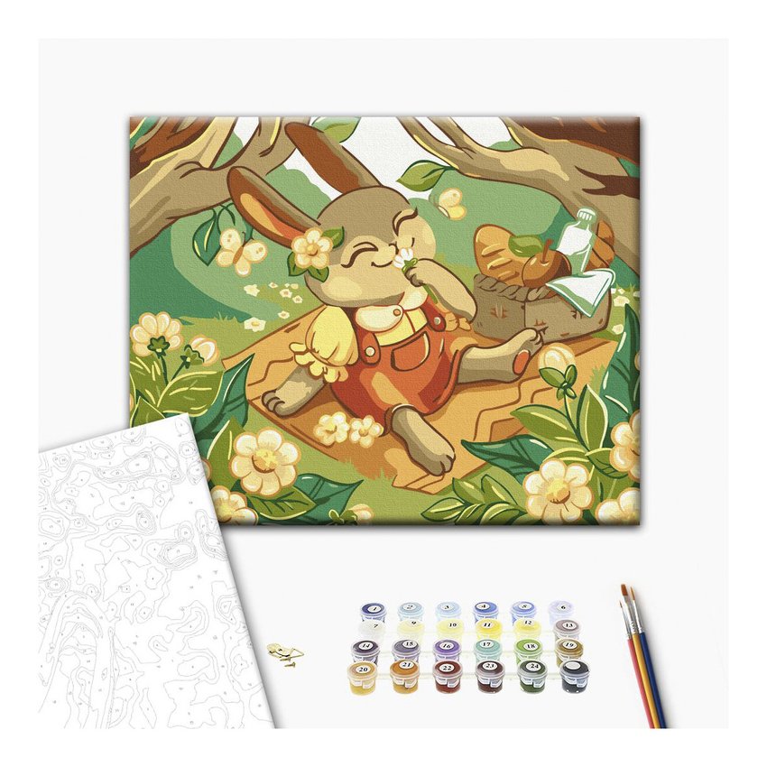 Malowanie po numerach BRUSHME 30x40 cm kids zajączki na pikniku 1 szt.