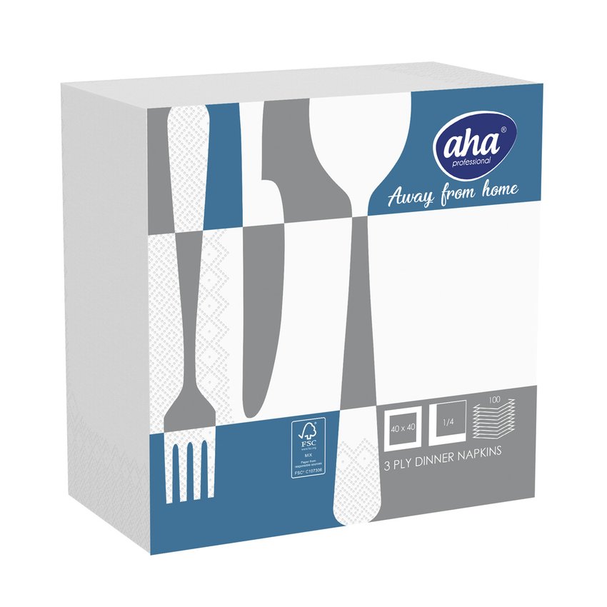 Serwetki AFH AHA 3-warstwowe składanie 1/4 40x40cm 100 szt., białe