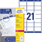 Samoprzylepne etykiety adresowe recyklingowane Avery 63.5x38.1 21/A4 A'250 białe No.L7160-250