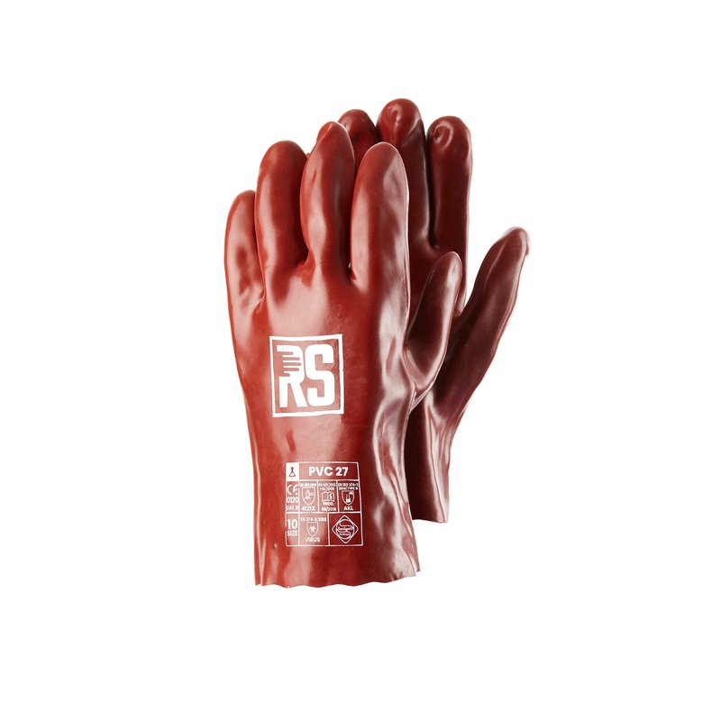 Rękawice Chemiczne RS Pvc 27 Cm Rozm. 10 Czerwone /RS-Schutz