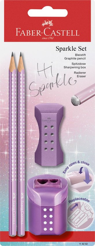 Zestaw Sparkle Cosmic (2Xołówek + Gumka + Temperówka) Blister Faber-Castell