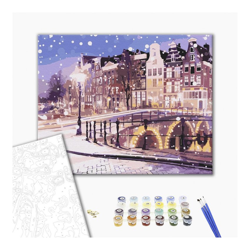 Malowanie po numerach BRUSHME 40x50 cm bajkowy Amsterdam w zimie 1 szt., w pudełku