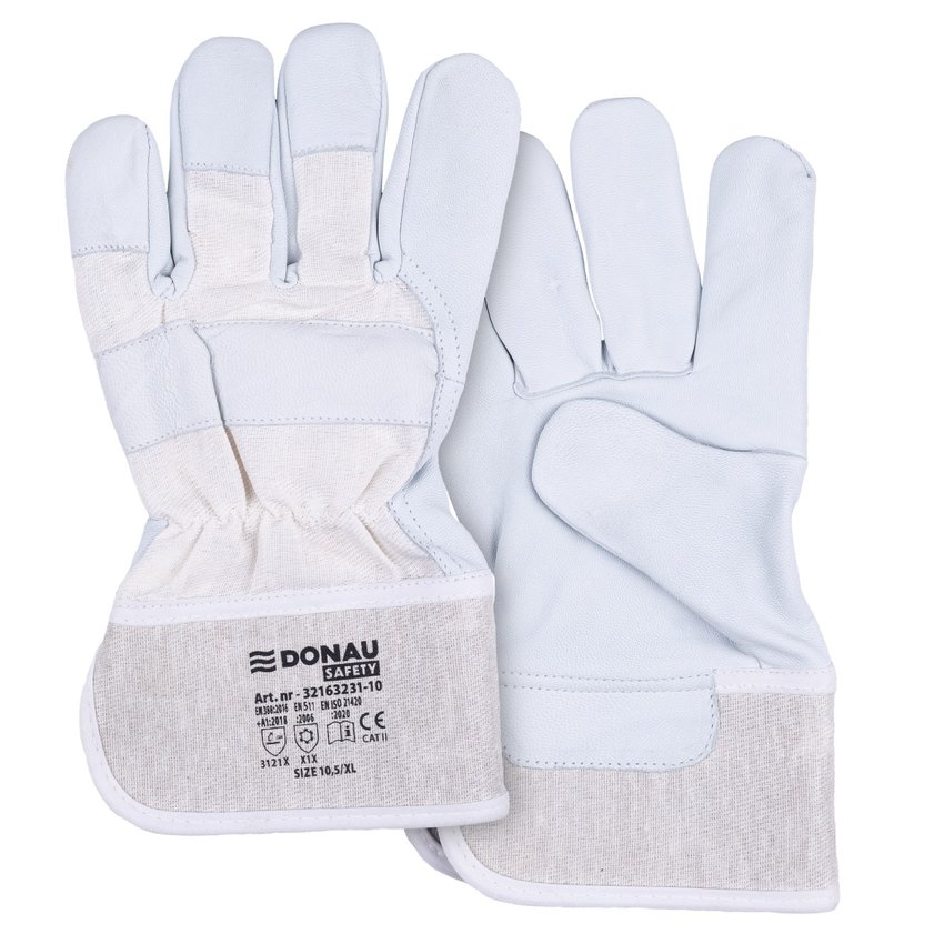 Rękawice robocze DONAU SAFETY DS-DOKGOAT doker skóra kozia rozm. 105/XL szaro-białe