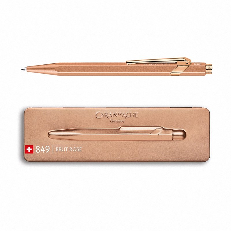 Długopis Caran D'Ache 849 Brut Rose M W Pudełku Różowe Złoto