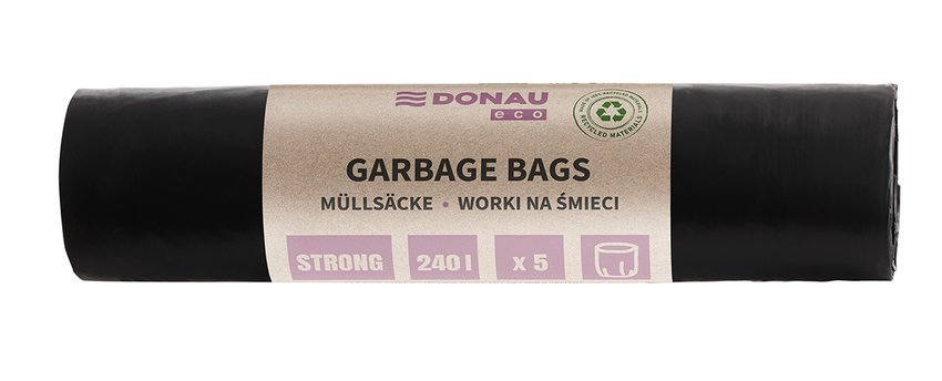 Worki na śmieci DONAU ECO mocne (LDPE), 240l 5 szt., czarne