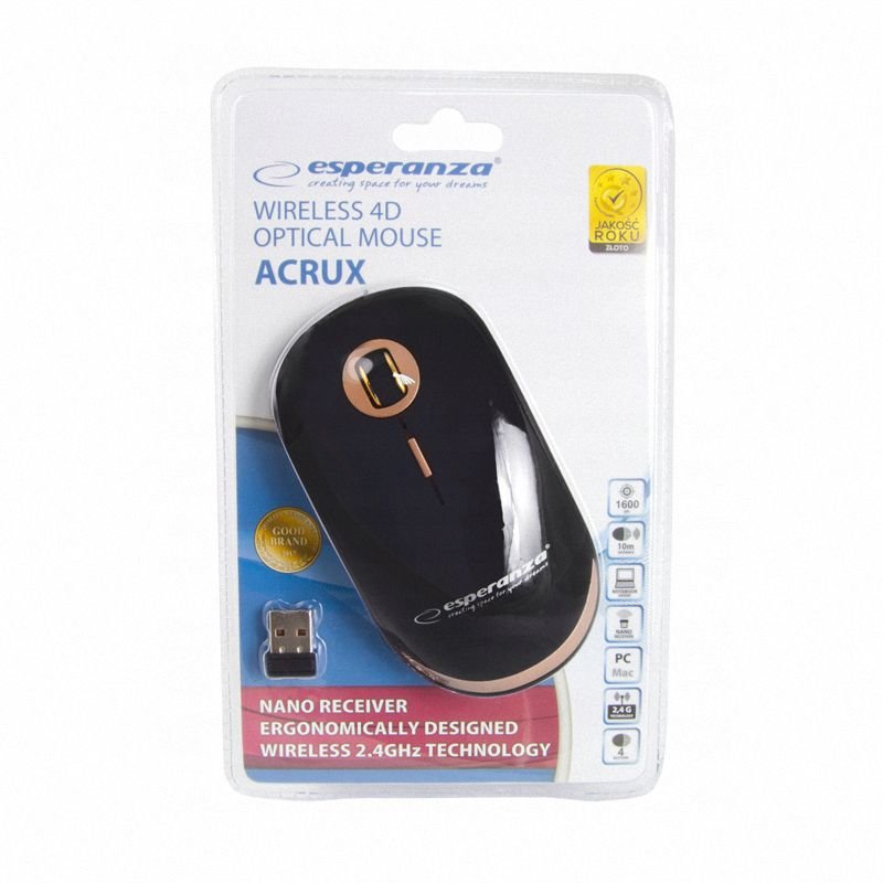 Mysz Bezprzewodowa USB Acrux Czarna /Esperanza