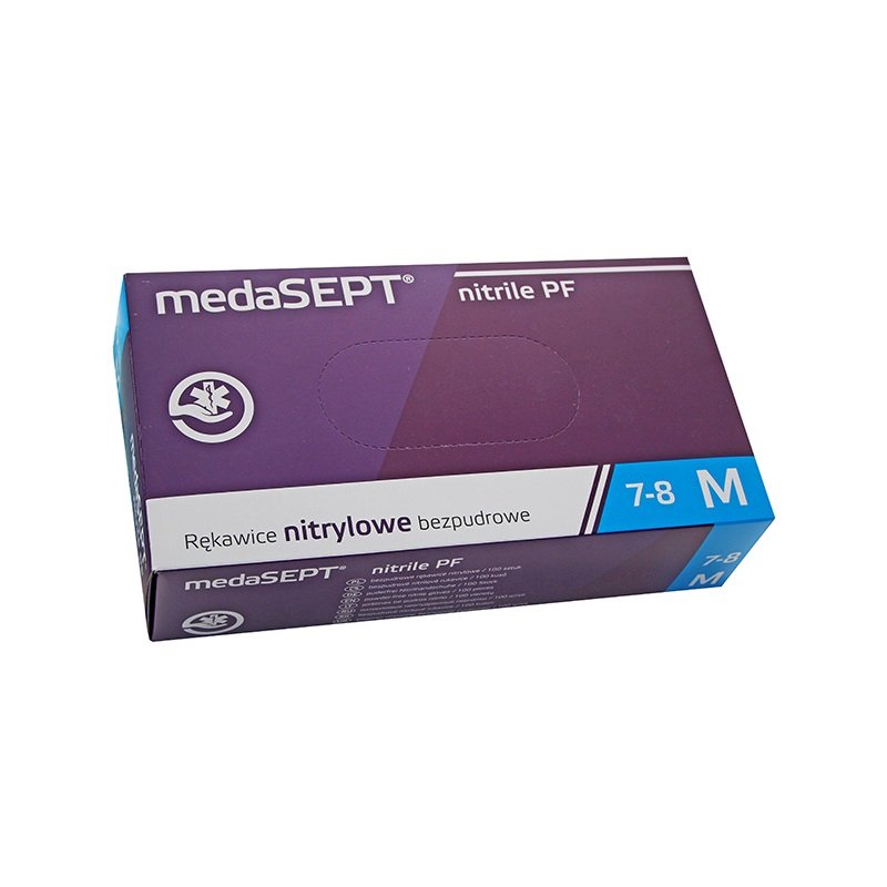 Rękawice Nitrylowe M Niebieskie 100szt. PF Bezpudrowe / MedaSept