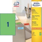 Etykiety Samoprzylepne Avery 210x297 1/A4 A'100 Zielone No.3472