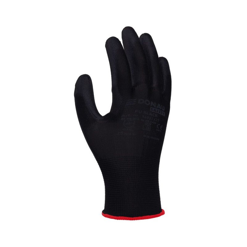 Rękawice Donau Safety Pu Black Kat. II Rozm. 6 Czarne  /DONAU SAFETY