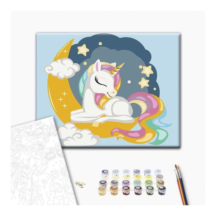 Malowanie po numerach BRUSHME 30x40 cm kids tęczowy jednorożec 1 szt.