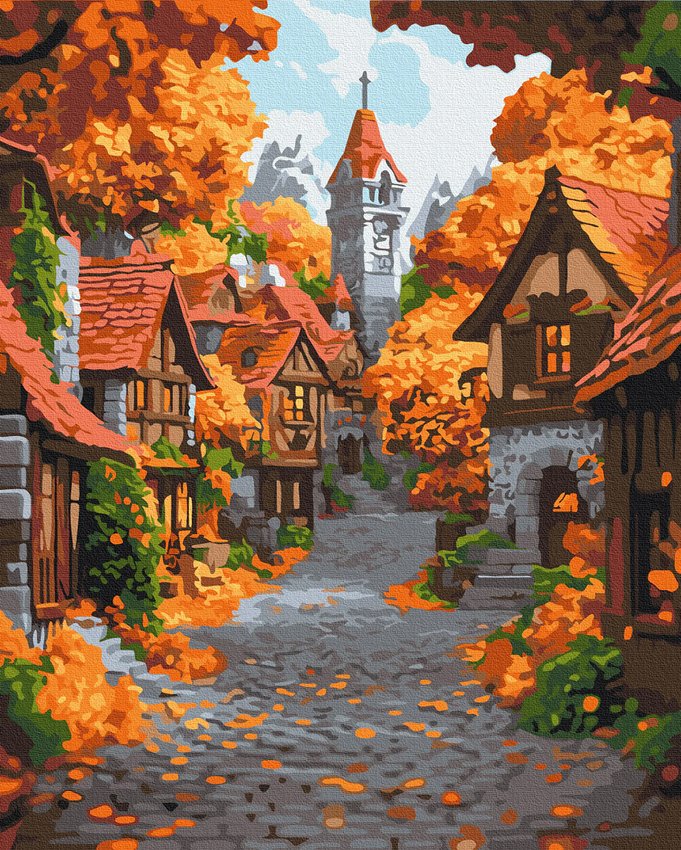 Malowanie po numerach BRUSHME 40x50 cm październikowe miasteczko 1 szt., w pudełku