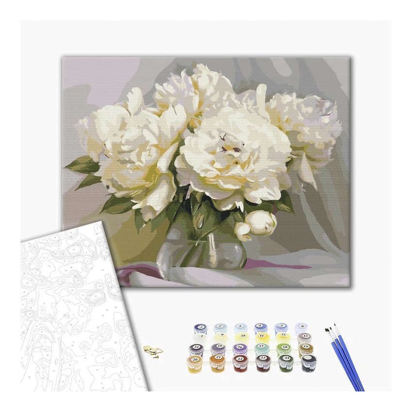 Malowanie po numerach BRUSHME 40x50 cm wyśmienita delikatność piwonii 1 szt., w pudełku
