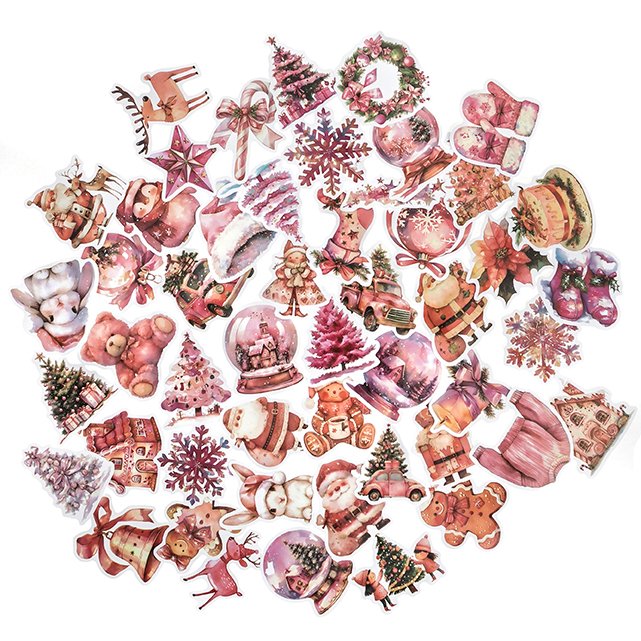 Naklejki Winylowe Świąteczne 50szt Modern Pink /DpCraft