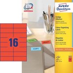 Etykiety Samoprzylepne Avery 105x37 16/A4 A'100 Czerwone No.3452