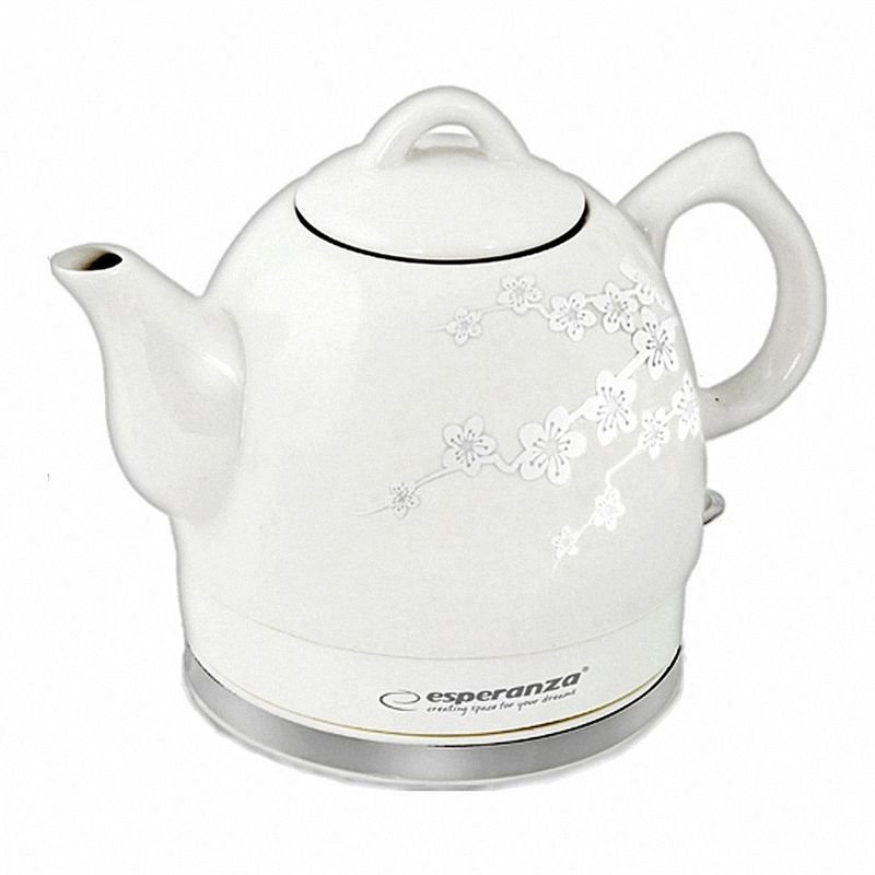 Czajnik Elektryczny Ceramiczny Alamere 1.2L Kwiaty Biały /Esperanza