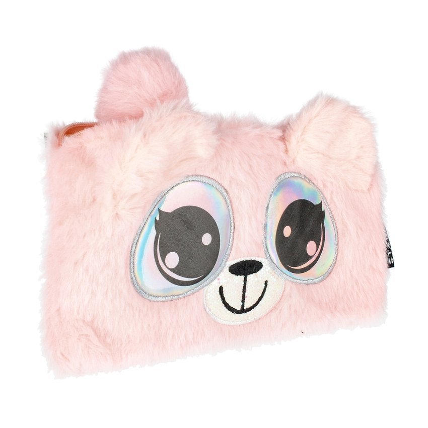 Piórnik Saszetka Pluszowa Big Eyes Pink /Starpak
