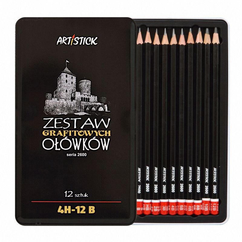 Zestaw Ołówków Grafitowych 4H-12B 12 szt.  /Artistick