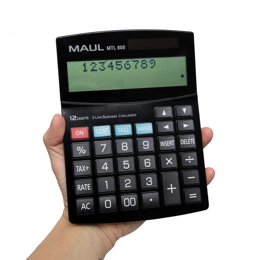 Kalkulator Biurkowy Business Pro Mtl 800, 12-Pozycyjny, Dwuliniowy, Czarny Maul