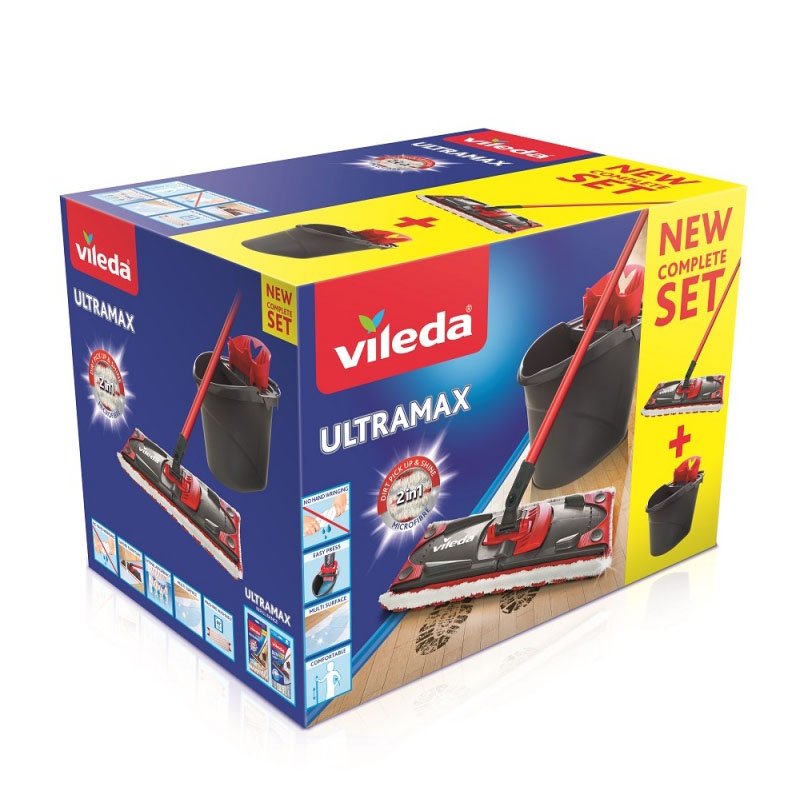 Box Vileda UltraMax Wiadro z Wyciskaczem + Kij + Mop