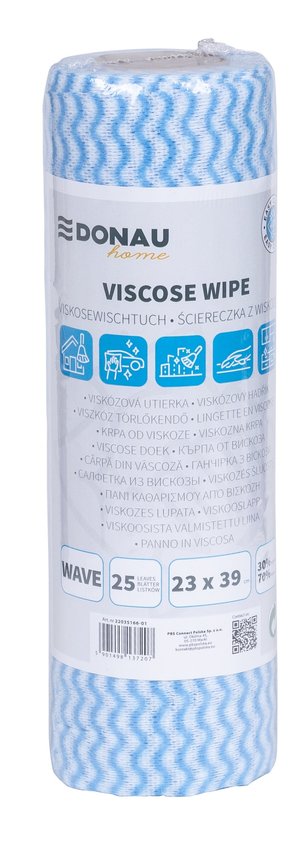 Ścierka DONAU HOME z wiskozą 70%, rolka fala 23x39cm 25 listków niebieska
