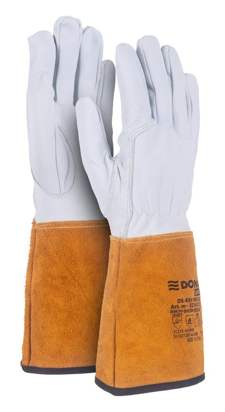 Rękawice spawalnicze DONAU SAFETY DS-KEV WELTIG kevlar skóra kozia rozm. 10/XL biało-złote
